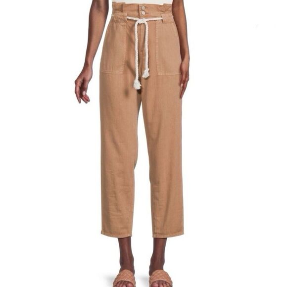NWT BLANKNYC Womens Straight Leg Paperbag Pants with Rope Belt Size XL - Picture 1 of 10